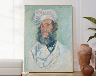 Claude Monet Portrait of Chef Pere Paul, Impressionist Painting, Kitchen Poster, Art Lover Gift, Popular Right Now, Cook Home Wall Decor