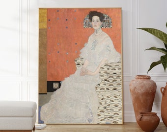 Gustav Klimt Portrait Of Fritza Riedler, Art Nouveau Print, Vintage Art, Electric Gallery Artwork, Popular Klimt Painting, Unique Gift