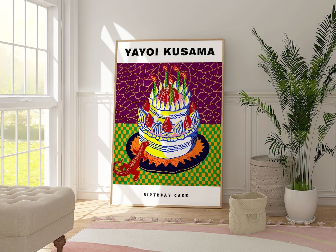 Yayoi Kusama Birthday Cake Poster, Modern Art Print, Abstract Wall