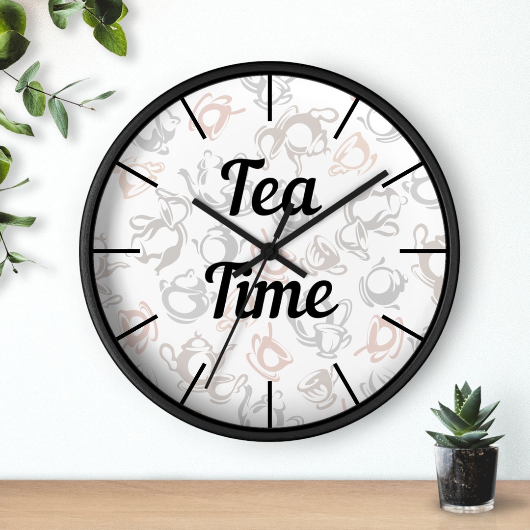 Tea Time Wall Clock Wood Wall Clock Tea Lover Gift Idea Etsy