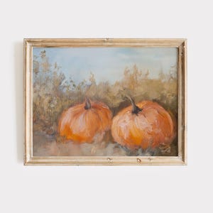 Pumpkin Field Vintage Fall Wall Art | Halloween Cottagecore Autumn Decor | Rustic Pumpkin Painting | Digital Download Print