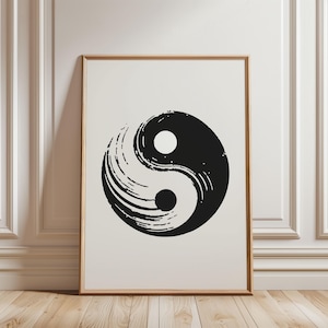 Yin Yang Retro Print | Spiritual Digital Download Wall Art for Home & Office Decor | Aesthetic Wall Design