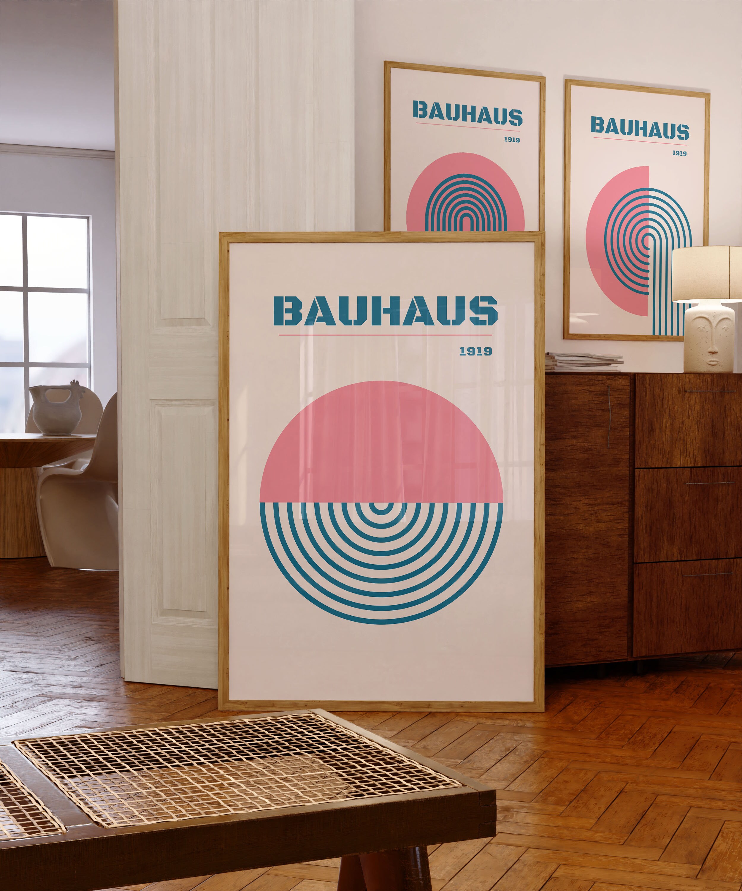 Bauhaus Set of 3 Maximalist Colourful Exhibition Mid Century