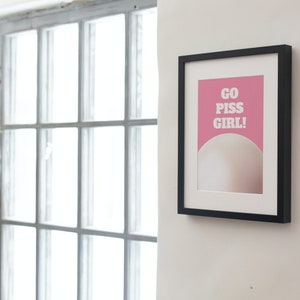 Y2K 3D Style 'Go Piss Girl!' self-love Quote Wall Art for Bedroom In Pink And Beige | Wall Decor| Digital Prints| Home Decor| Art Print image 4