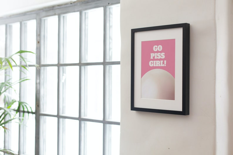Y2K 3D Style 'Go Piss Girl!' self-love Quote Wall Art for Bedroom In Pink And Beige | Wall Decor| Digital Prints| Home Decor| Art Print image 4