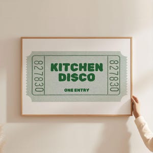 Physisches Poster - Küche Disco Ticket Druck | Landschaft Horizontale Grüne Wand Kunst, Lebendiges Digitales Dekor, Trendiges Küchen Dekor für Zuhause