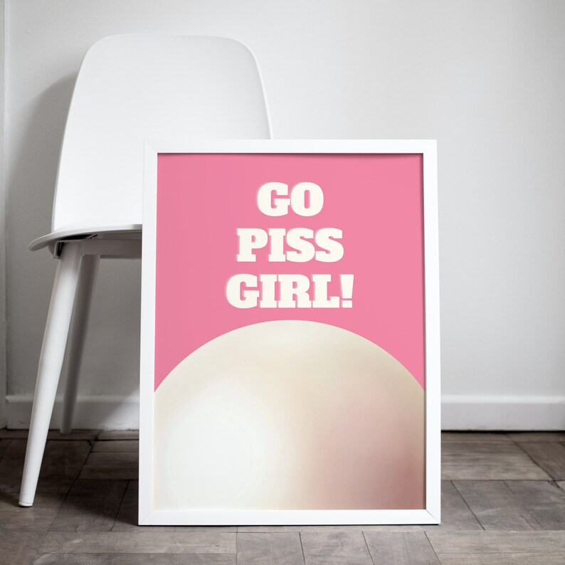 Y2K 3D Style 'Go Piss Girl!' self-love Quote Wall Art for Bedroom In Pink And Beige | Wall Decor| Digital Prints| Home Decor| Art Print image 5