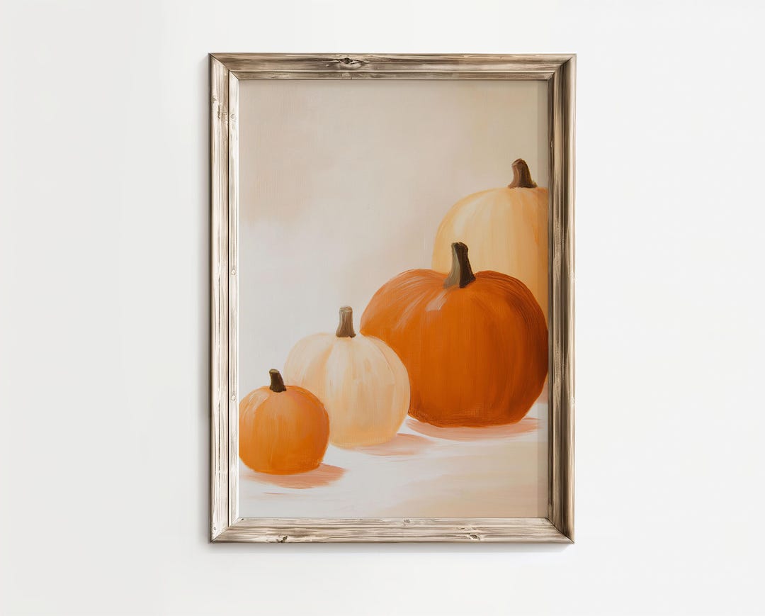 Fall Wall Decor Printable Pumpkin Still Life Painting, Rustic Fall Art ...