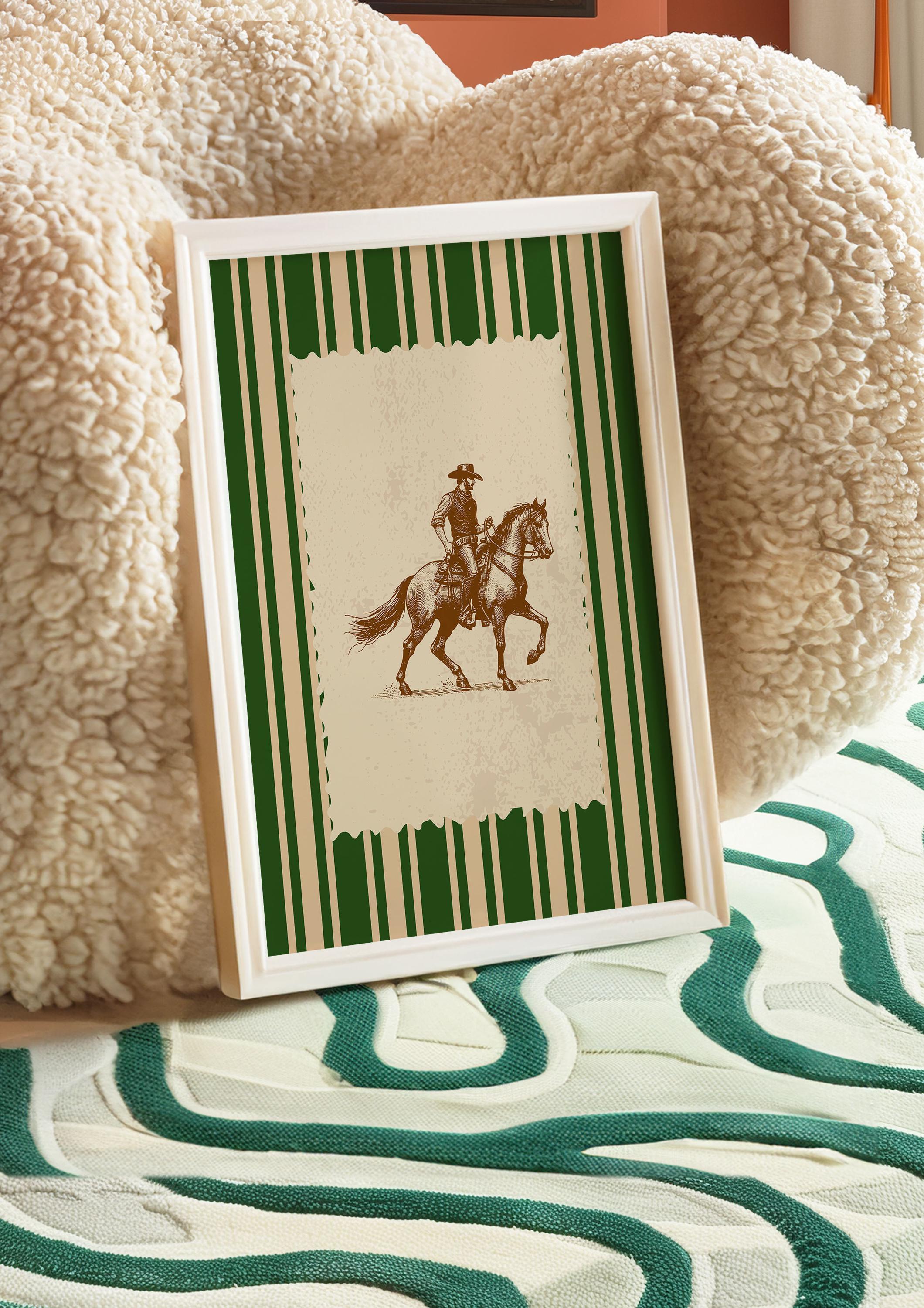 Physical Poster - Vintage Striped Rodeo Print Western Bedroom Poster ...