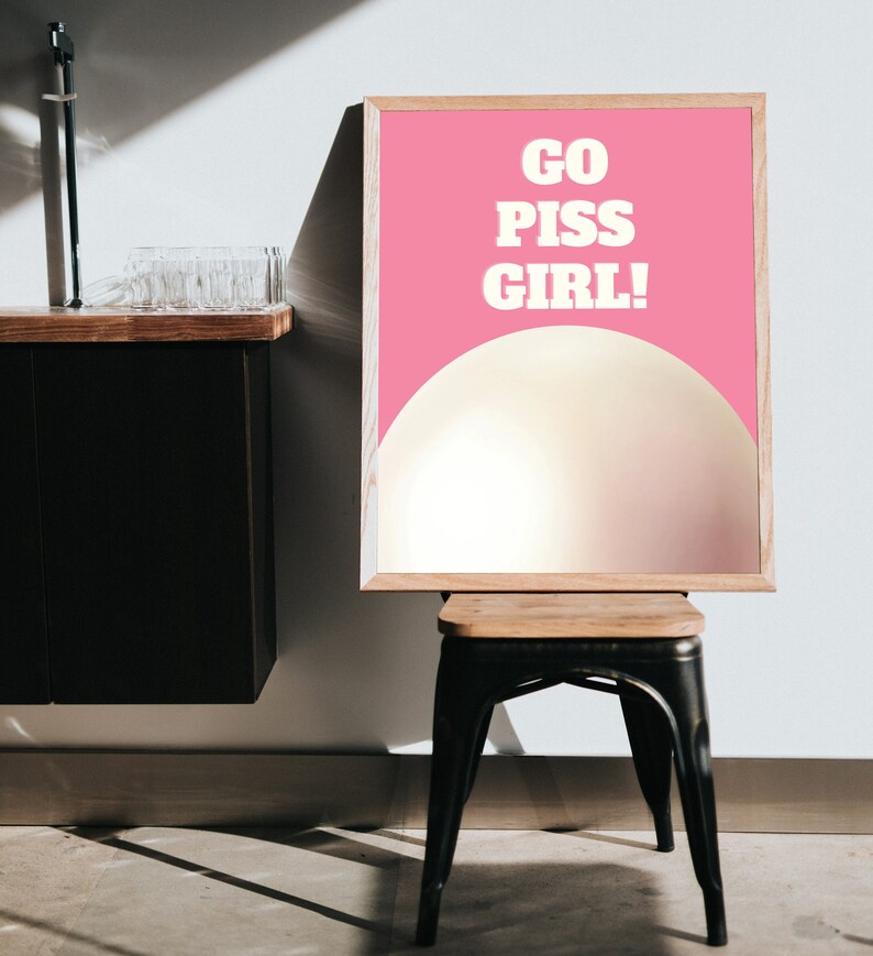 Y2K 3D Style 'Go Piss Girl!' self-love Quote Wall Art for Bedroom In Pink And Beige | Wall Decor| Digital Prints| Home Decor| Art Print image 9