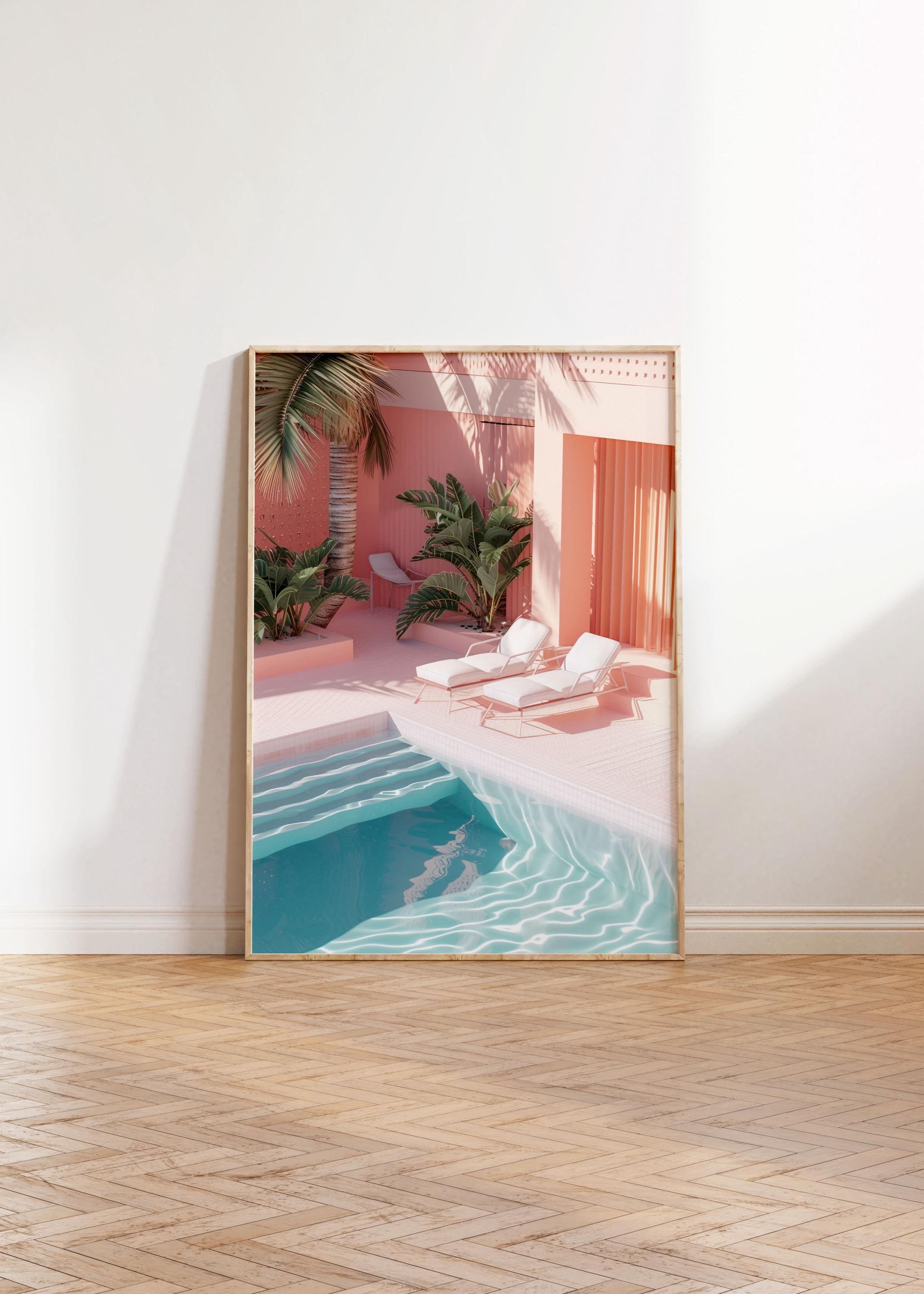 Morden Colourful Vibrant Pastel Pink Blue Swimming Pool Luxury Pool ...