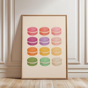 Physical Poster - Retro Colourful Macaron Kitchen Food Wall Art| Wall Decor|  Home Decor| Trendy Art Print