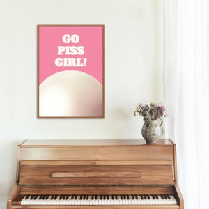 Y2K 3D Style 'Go Piss Girl!' self-love Quote Wall Art for Bedroom In Pink And Beige | Wall Decor| Digital Prints| Home Decor| Art Print image 8