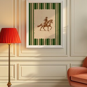 Vintage Striped Rodeo Print Western Bedroom Poster Cowboy Brown Green ...