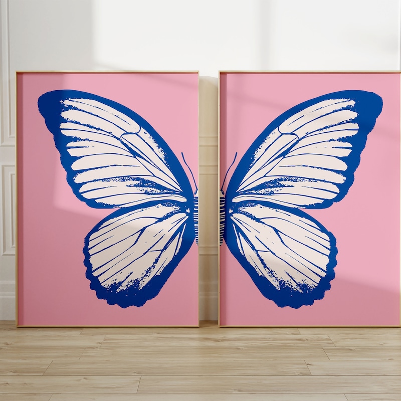 Pink and Blue Wall Art Etsy