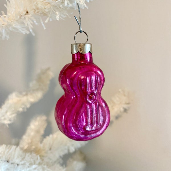 Vintage Pink PARAGON Guitar Shaped Glass Ornament | Antique Christmas Ornaments | Rare Find | Made in US of A | Pre-War