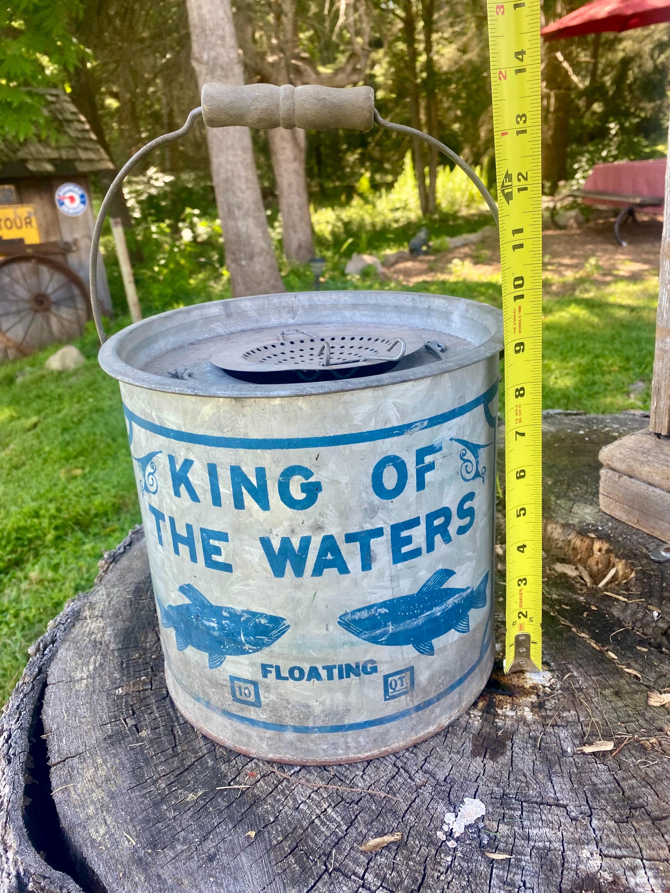 Seau à Vairons Flottant Frabill's Blue Waters 10qt - Vintage - Fabriqué à Milwaukee