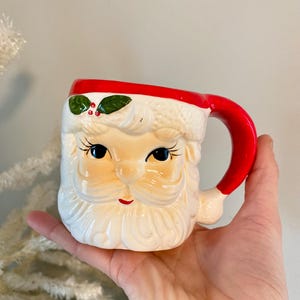 Vintage 3.5&quot; Ceramic Santa Mug | MCM | Santa Mug Collectible | Kitschy Christmas
