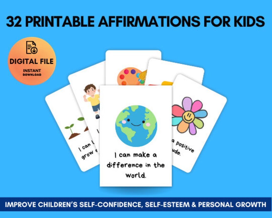 32 Affirmation Cards for Kids Printable Affirmation Cards - Etsy