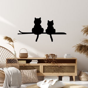 Cute Cats Wall Art, Metal Cat Sign , Minimalist Line Art, Home Wall Art , Metal Wall Animal Decoration