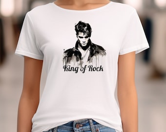 Elvis King of Rock Pop Art T-Shirt, Retro Musikliebhaber Top
