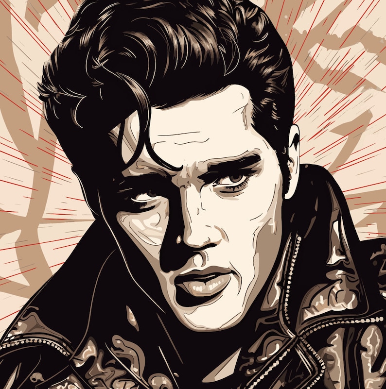 Elvis Presley the King of Rock Digital Vector Fan Artwork Etsy