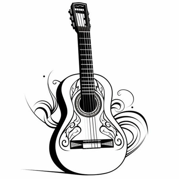 Guitar in digital Line Art Guitar - Digital download Vector File, guitar illustration, guitar artwork, guitar for any print size use