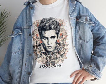 Elvis King of Rock Porträt T-Shirt, Vintage Rock Musik Kunst Tee