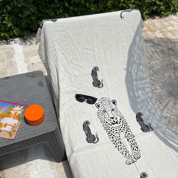 Turkish Beach Towel Handmade Tiger Muslin Towel Leopard Beach Towel Yoga Blanket Cheetah Peshtemal Beach Towel 90x180 Beach Towel