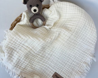 Organic Muslin Baby Swaddle Blanket, 110x110cm, Baby Shower Gift