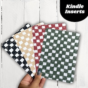 Checkered Kindle Inserts | Aesthetic Kindle Inserts for Kindle Basic, Paperwhite, and Colorsoft | Blank Kindle Insert for Stickers