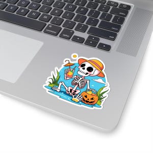 Funny Halloween Skeleton Sticker: Summerween Vibes - Laptop, Journal Decor image 2