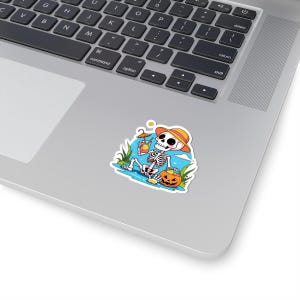 Funny Halloween Skeleton Sticker: Summerween Vibes - Laptop, Journal Decor image 3