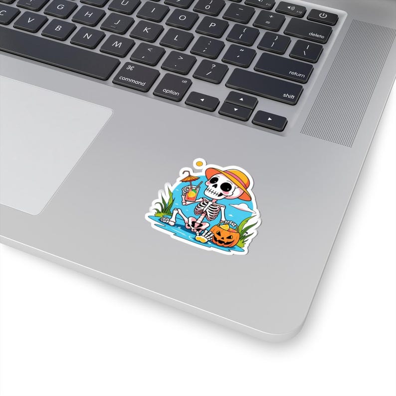 Funny Halloween Skeleton Sticker: Summerween Vibes - Laptop, Journal Decor image 3