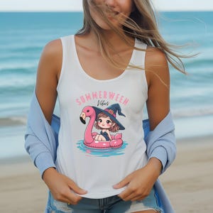 Adorable Little Witch Tank Top, Summerween Vibes, Halloween Shirt, Gender Neutral Sleeveless Tee, Cute Magical Summer Clothing, Summer Witch