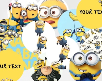 Personalized Minion Edible Cupcake Toppers: Custom Minions Cake Decoration