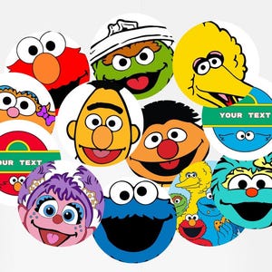 Personalized Sesame Street Edible Cupcake Toppers: Elmo, Cookie Monster