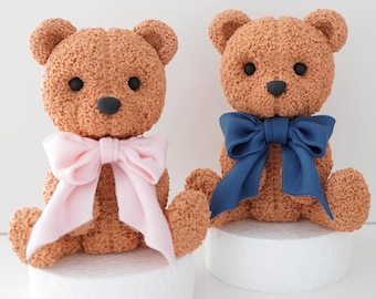 Fondant Teddy Bear Cake Topper: Handmade Birthday Party Decor
