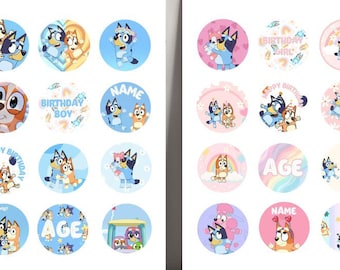 Personalized Bluey Edible Cupcake Toppers: Birthday Party Decoration
