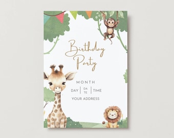 Personalized Safari Birthday Party Invitation with Envelope