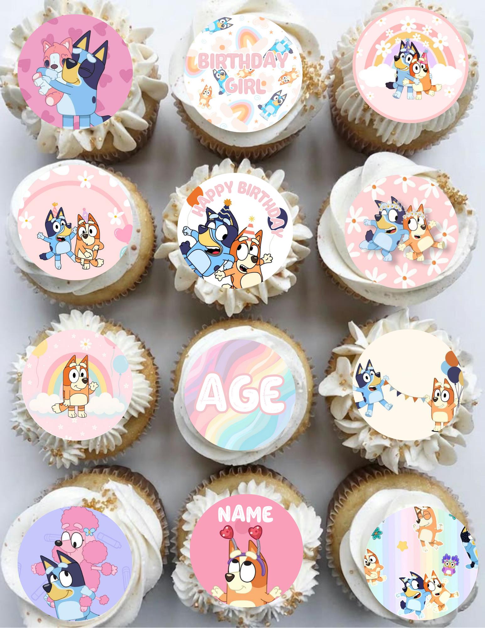 Personalized Bluey Edible Cupcake Toppers: Birthday Party Decoration - Etsy