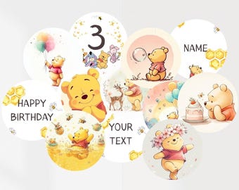 Personalized Winnie The Pooh Edible Cupcake Toppers: Birthday Cake Decoration