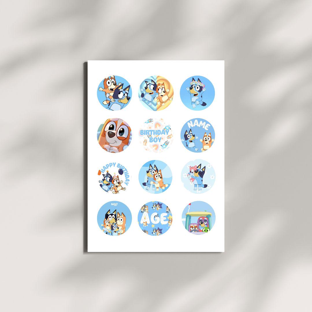 Personalized Bluey Edible Cupcake Toppers: Birthday Party Decoration - Etsy