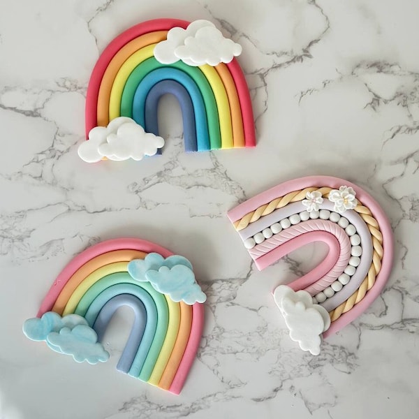 Rainbow Fondant cake topper