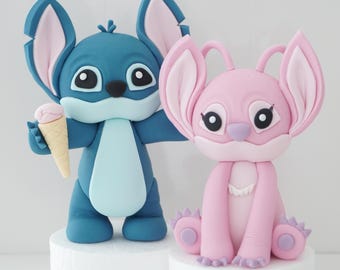 Stitch and Angel Fondant cake topper