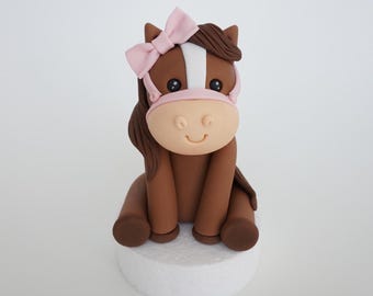 Fondant Horse Cake Topper - Pony Party Decoration, Handmade