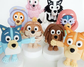 Bluey Characters fondant cake topper
