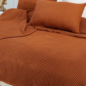 Soft Waffle Cotton Bedspread: Turkish Cotton King Size Bed Set