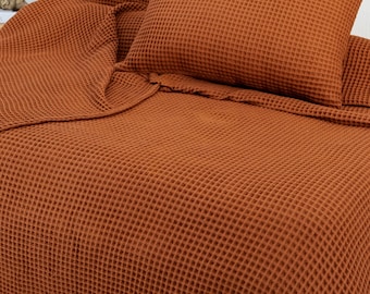 Soft Waffle Cotton Bedspread: Turkish Cotton King Size Bed Set