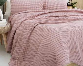 Dikke wafelsprei: 100% Turks katoenen kingsize plaid